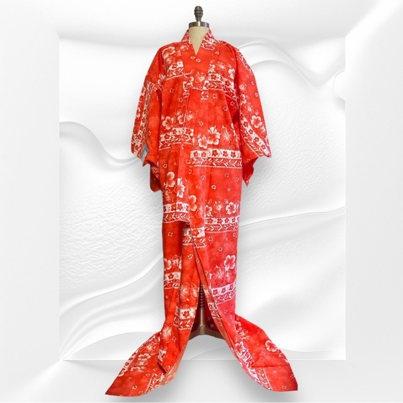 Japanese Yukata Kimono Japanese Women Kimono Robe Hawaiian Hibiscus Spring - Picture 4 of 14